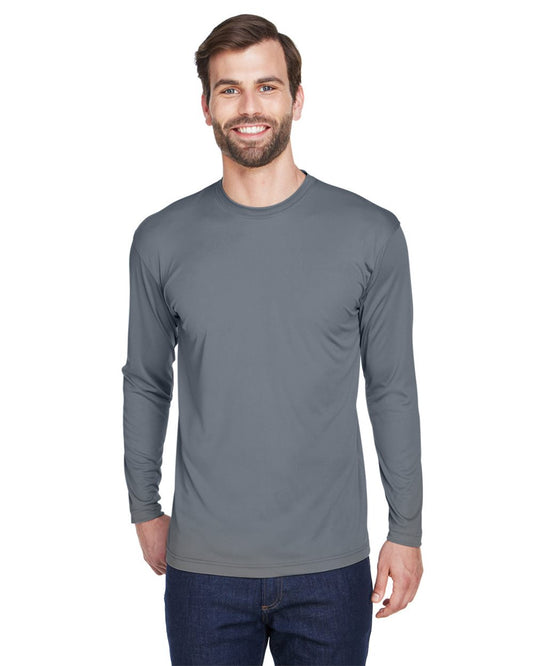 UltraClub Men's Cool & Dry Sport Long Sleeve Performance Interlock T-Shirt - 8422