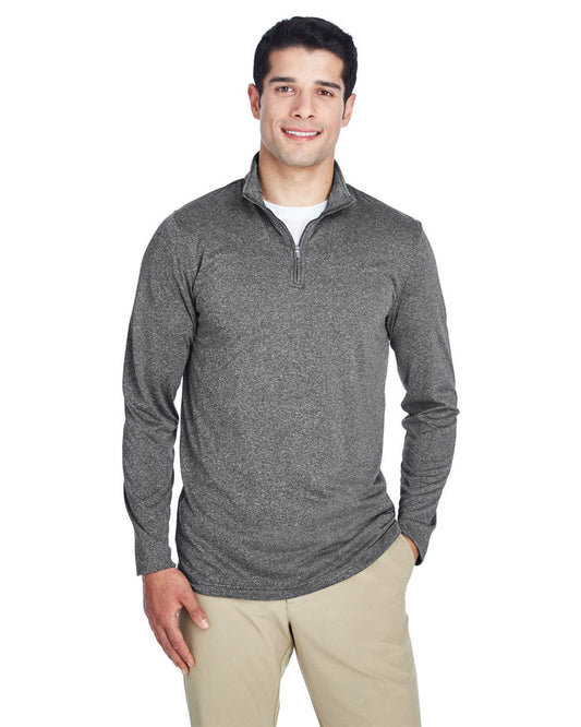 UltraClub Men's Cool & Dry Heathered Performance Quarter-Zip - 8618
