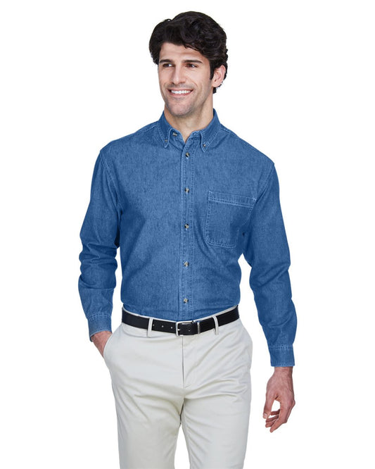 UltraClub Men's Cypress Denim Shirt with Pocket - 8960