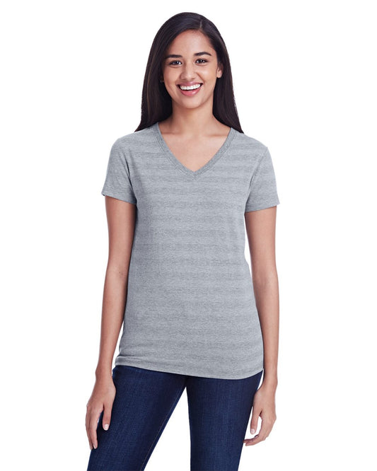 Threadfast Apparel Women's Invisible Stripe V-Neck T-Shirt - 252RV