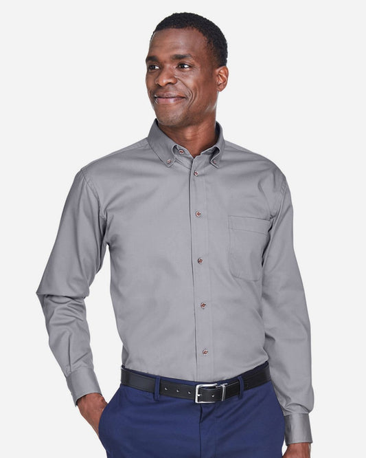 Harriton Men's Tall Easy Blend™ Long Sleeve Twill Dress Shirt - M500T
