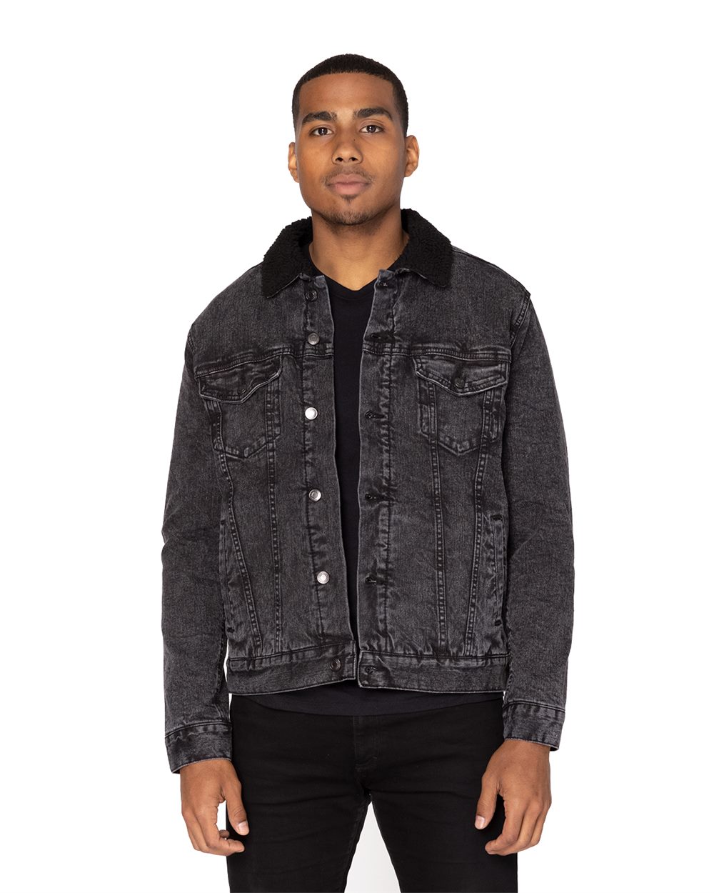 Threadfast Apparel Sherpa-Lined Denim Jacket - 372J