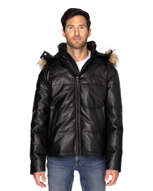 Threadfast Apparel Vegan Leather Puffer Jacket - 397J