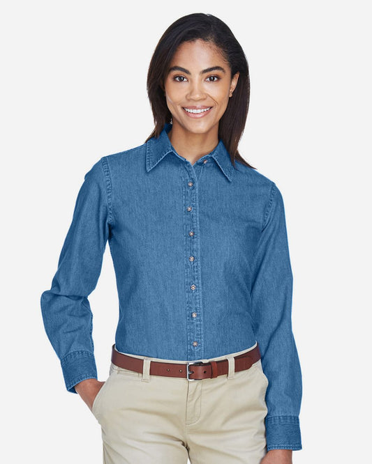 Harriton Women's Long Sleeve Denim Shirt - M550W