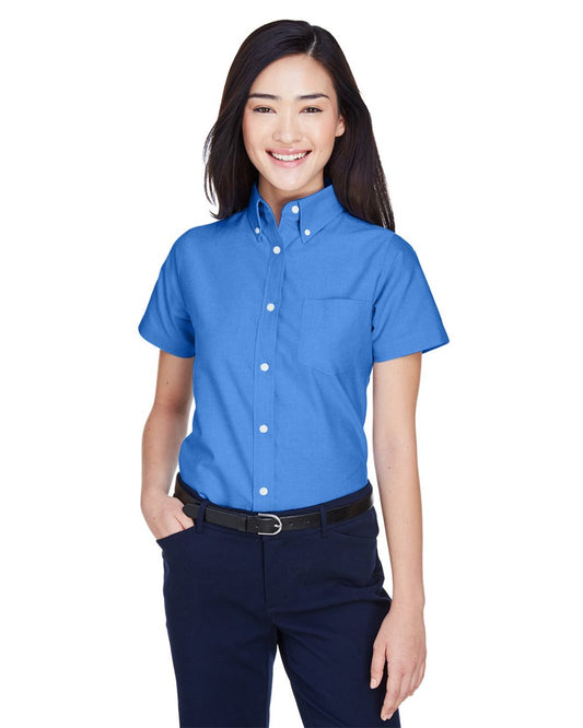 UltraClub Women's Classic Wrinkle-Resistant Short-Sleeve Oxford - 8973