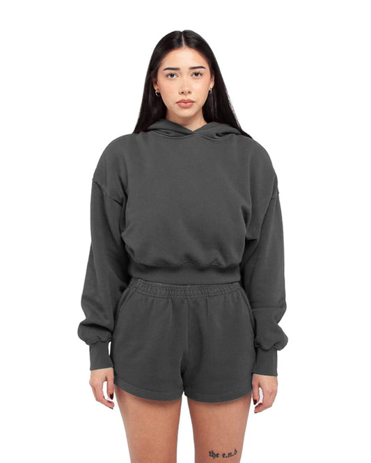 Shaka Wear Women's Garment-Dye Crop Hooded Sweatshirt - SHGWC