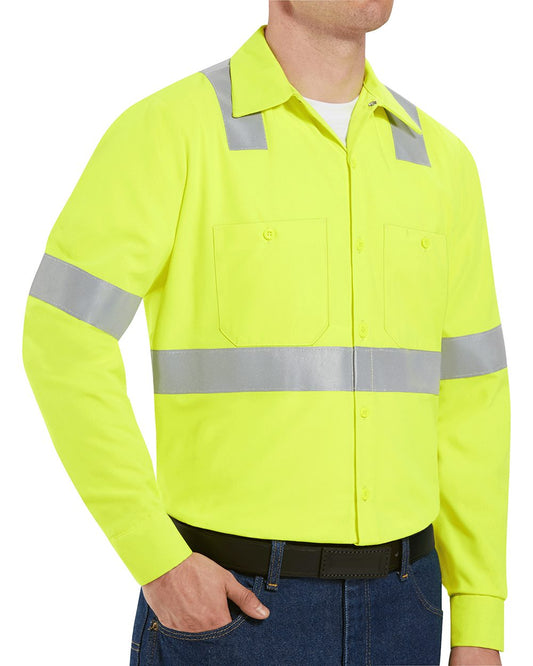 Red Kap High Visibility Safety Long Sleeve Work Shirt - SS14HV