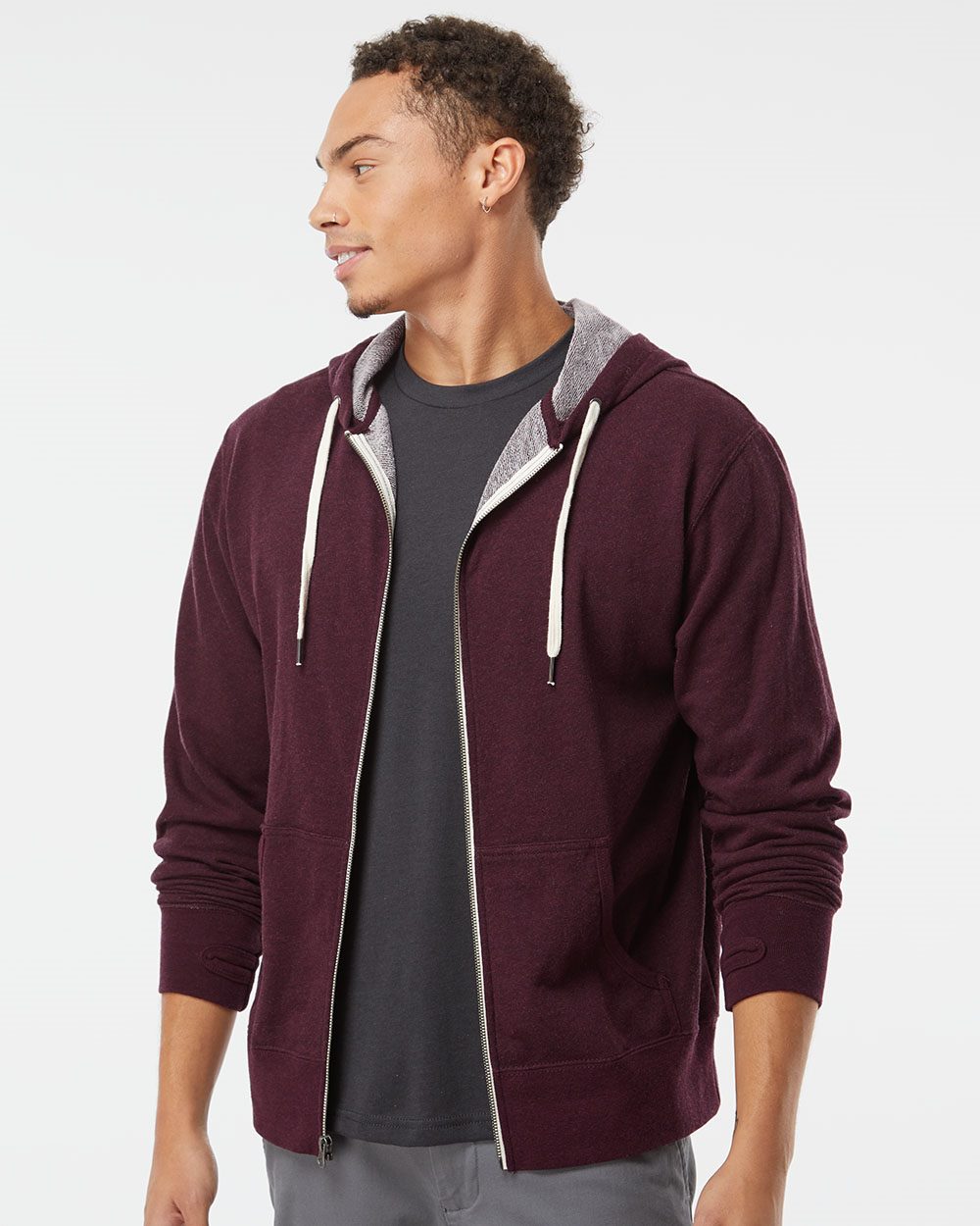 Independent Trading Co. Heathered French Terry Full-Zip Hooded Sweatshirt - PRM90HTZ