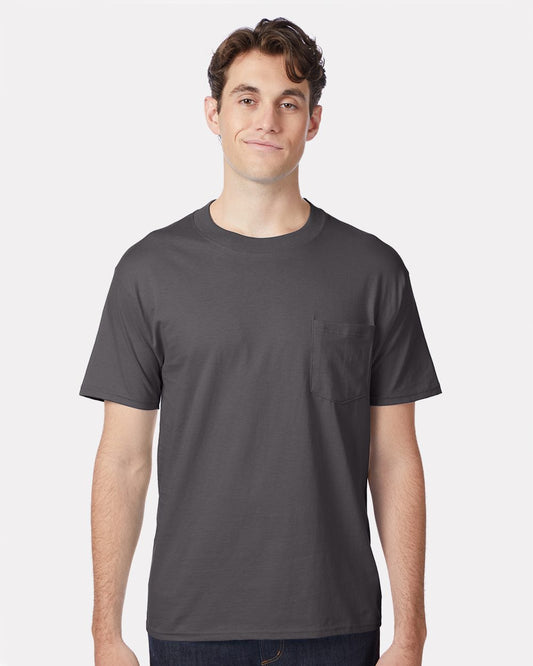 Hanes? Beefy-T? - 100% Cotton T-Shirt with Pocket. 5190