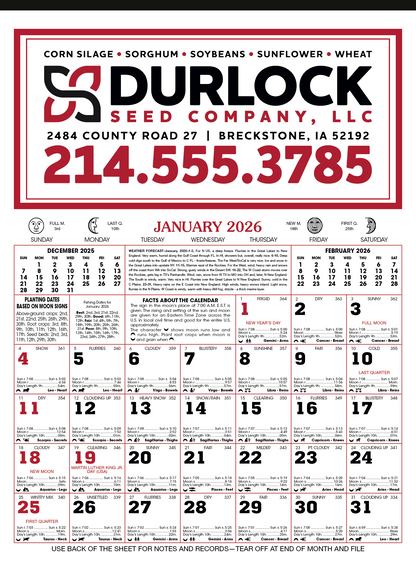 Skinner  Kennedy 12Sheet Almanac Calendar-190-E