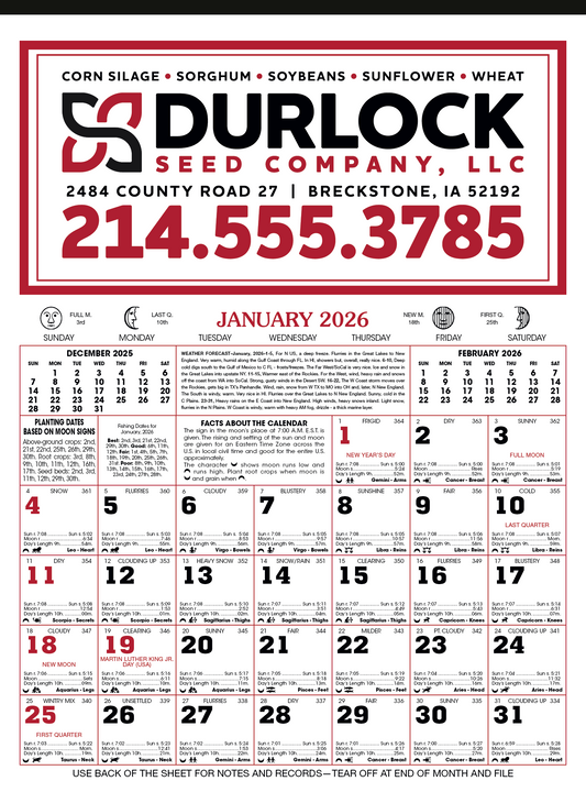 Skinner  Kennedy 12Sheet Almanac Calendar-190-E