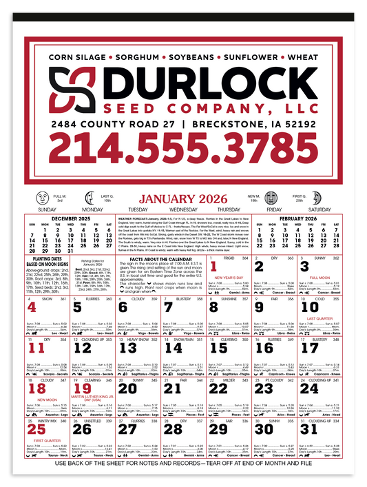 Skinner  Kennedy 12Sheet Almanac Calendar-190-E