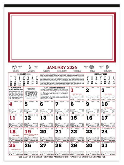 Skinner  Kennedy 12Sheet Almanac Calendar-190-E