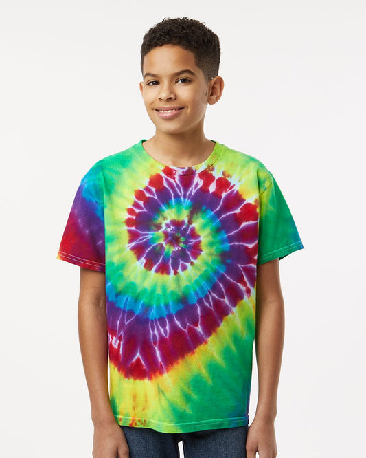 Dyenomite Youth Multi-Color Spiral Tie-Dyed T-Shirt - 20BMS
