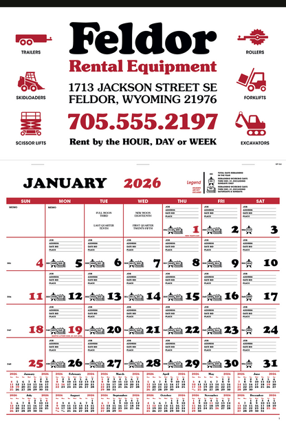 Skinner  Kennedy Contractors Apron Calendar-195-E