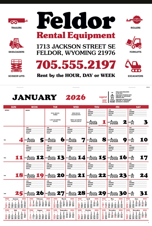 Skinner  Kennedy Contractors Apron Calendar-195-E