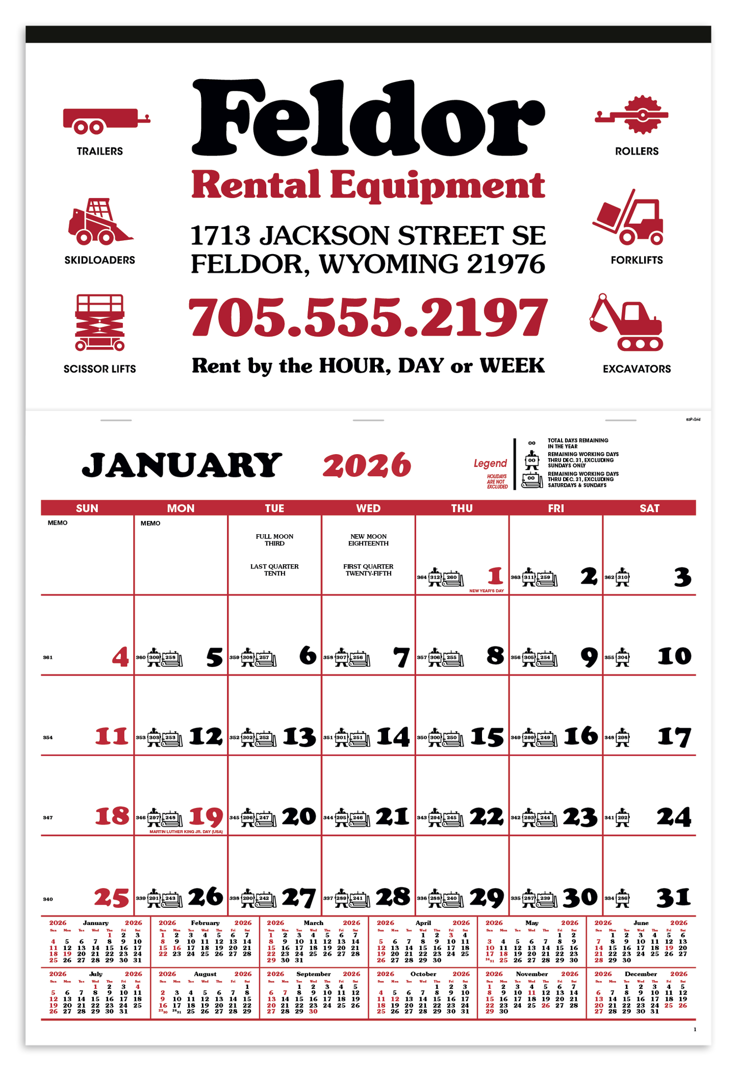 Skinner  Kennedy Contractors Apron Calendar-195-E