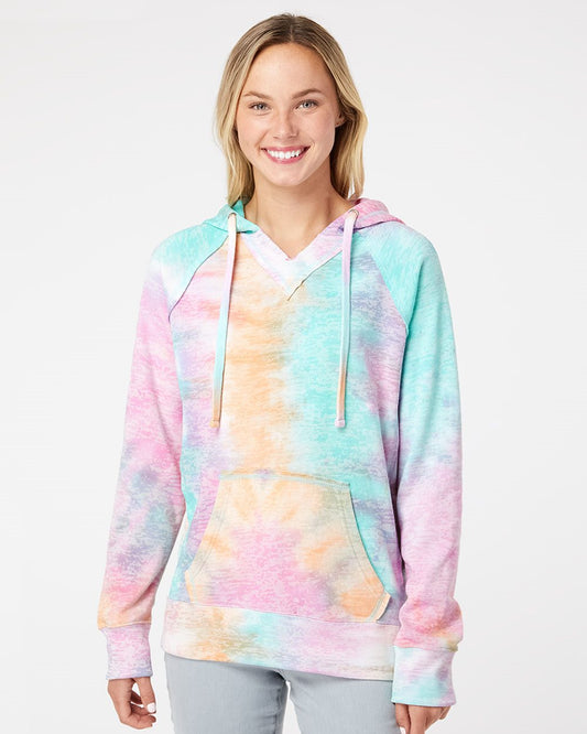 MV Sport Women’s Courtney Burnout V-Notch Hooded Sweatshirt - W1162