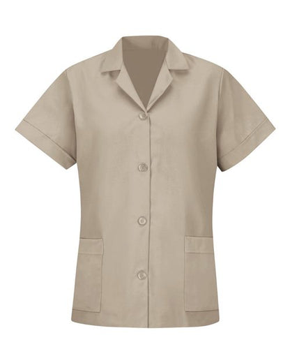 Women's Loose Fit Short Sleeve Button Smock