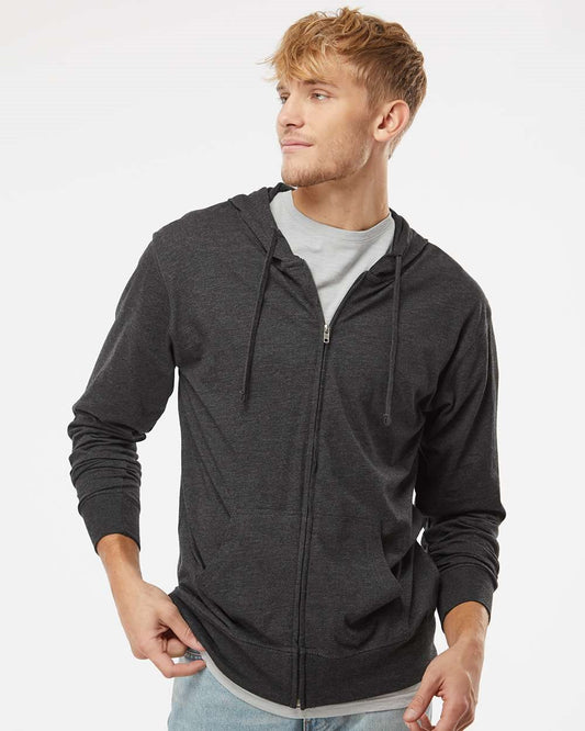 Independent Trading Co. Lightweight Jersey Full-Zip Hooded T-Shirt - SS150JZ
