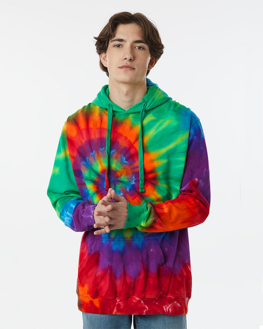 Dyenomite Multi-Color Spiral Tie-Dyed Hooded Sweatshirt - 854MS