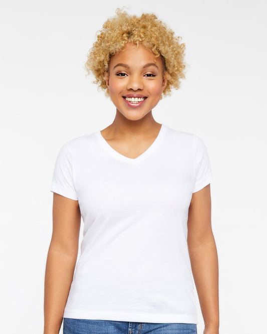 LAT Women's Fine Jersey V-Neck Tee - 3507