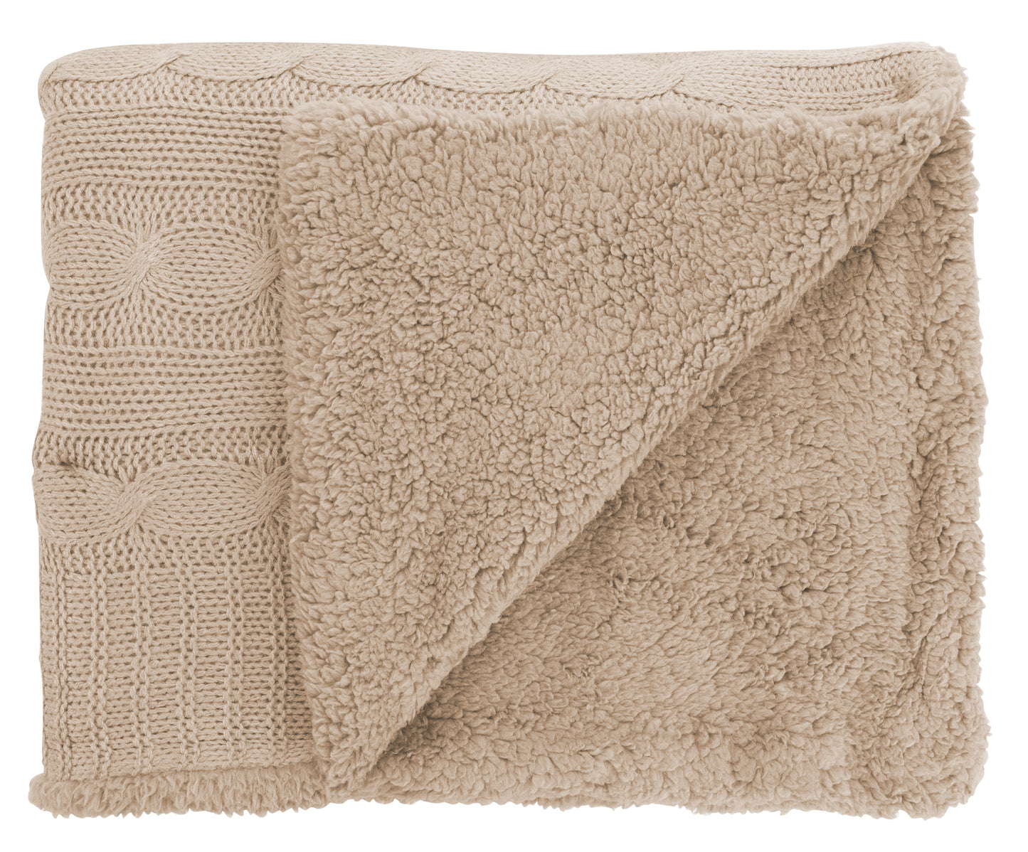 Cable Knit Sherpa Blanket-26296