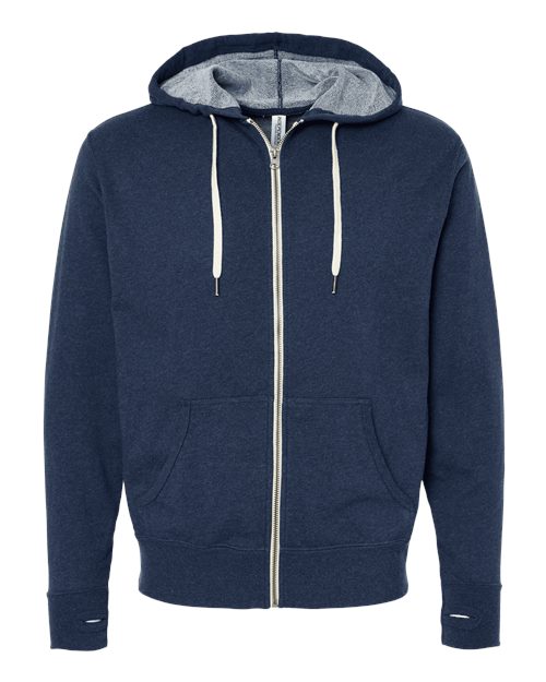 Unisex Heathered French Terry Full-Zip Hooded Sweatshirt