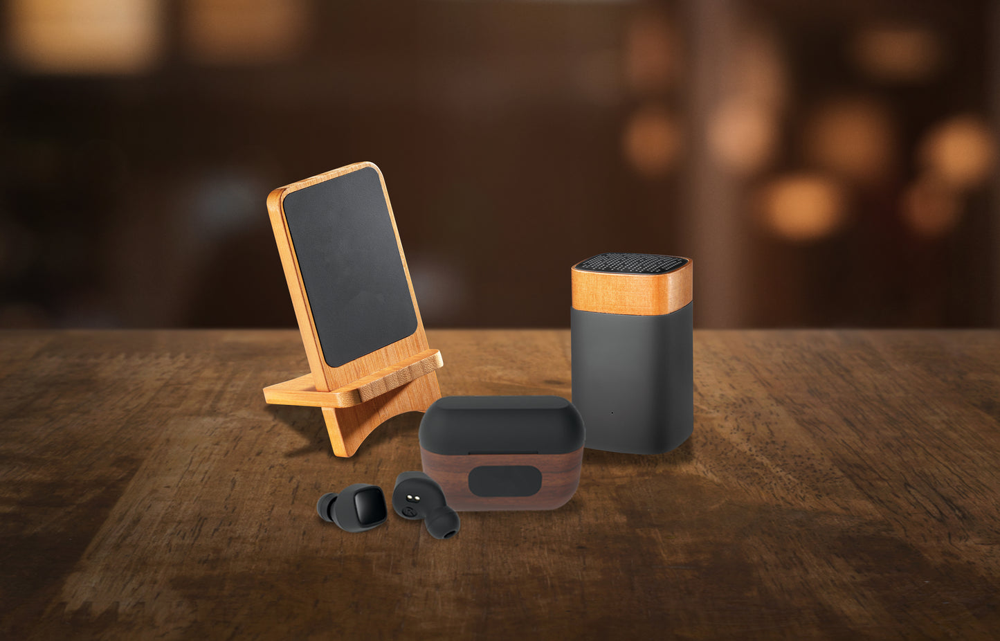 SCX Innovative Design Walnut Wood Wireless Earbuds and Charging Case-32495