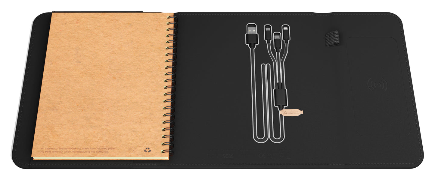 SCX Innovative Design Wireless Charging Notebook A5 with Power Bank 4000 mAh-32507