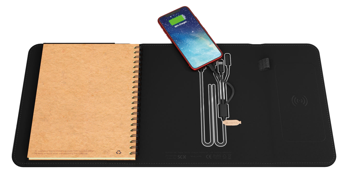 SCX Innovative Design Wireless Charging Notebook A5 with Power Bank 4000 mAh-32507