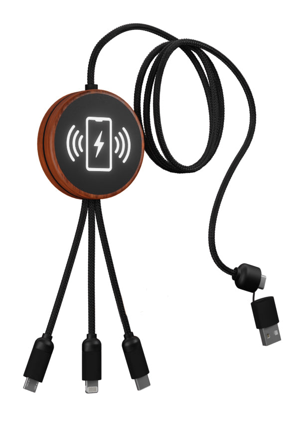 SCX Innovative Design 5in1 Bamboo 5W Wireless Charging Cable-32508