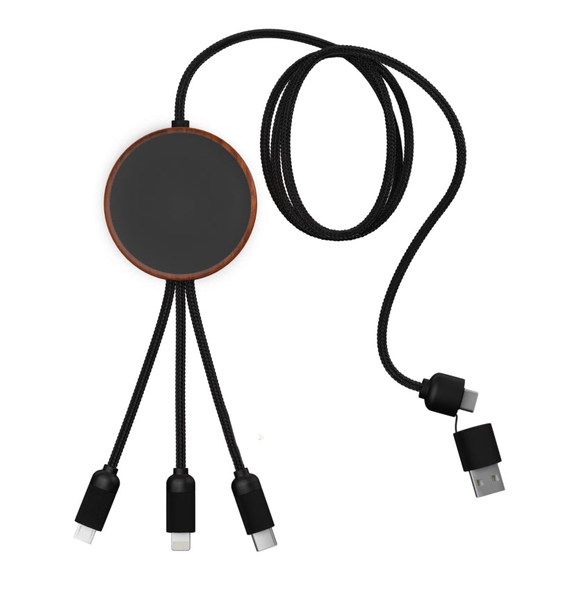 SCX Innovative Design 5in1 Bamboo 5W Wireless Charging Cable-32508