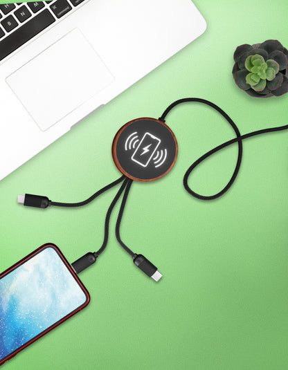 SCX Innovative Design 5in1 Bamboo 5W Wireless Charging Cable-32508