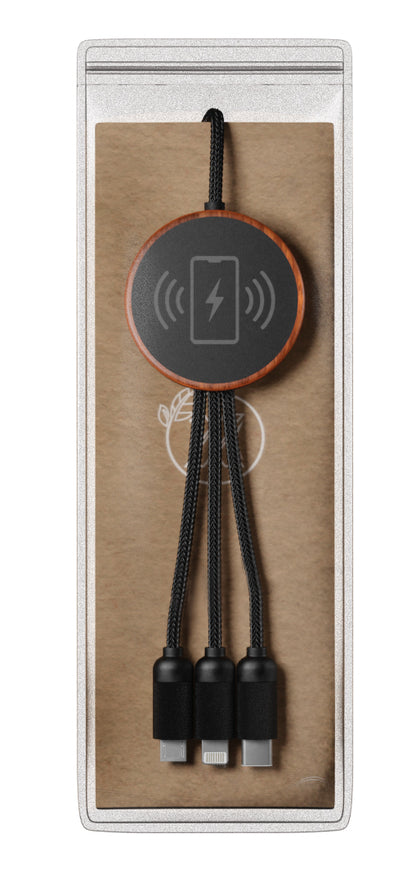 SCX Innovative Design 5in1 Bamboo 5W Wireless Charging Cable-32508