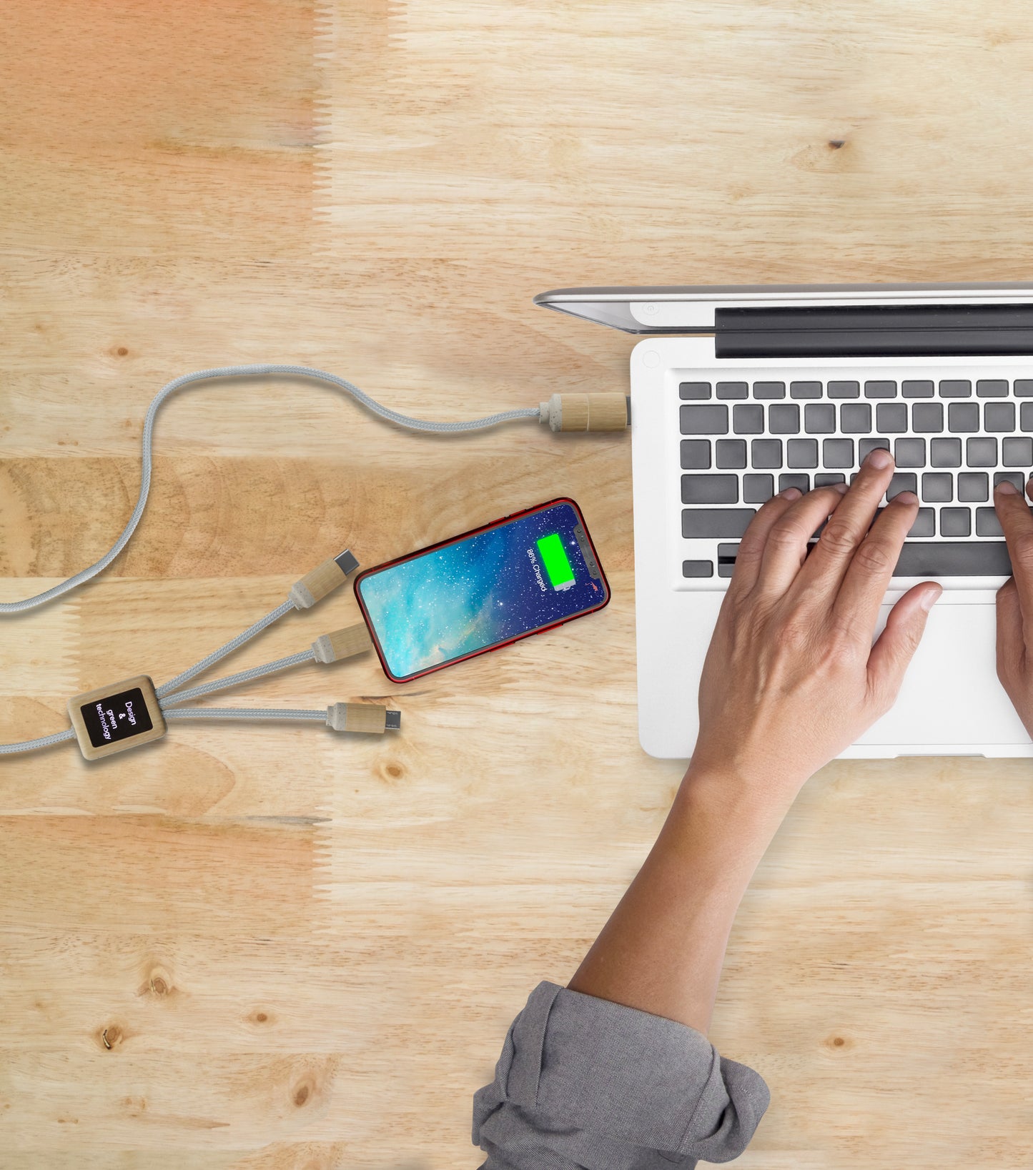 SCX Innovative Design 5in1 Bamboo Charging Cable 2A-32530