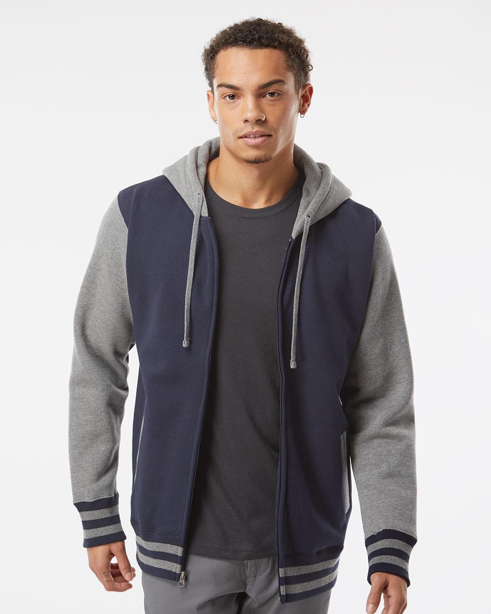 Independent Trading Co. Heavyweight Varsity Full-Zip Hooded Sweatshirt - IND45UVZ