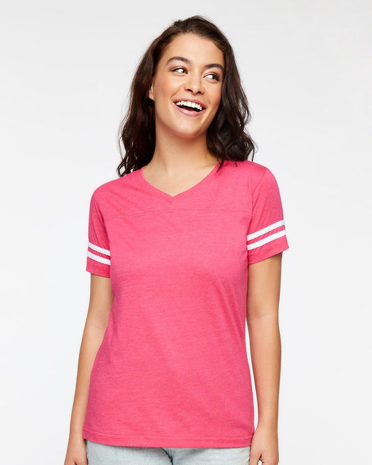 LAT Women's Football V-Neck Fine Jersey Tee - 3537