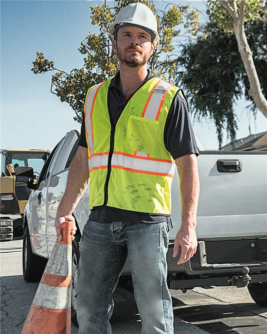 Kishigo Economy Contrasting Vest with Zippered Front - 1527-1528
