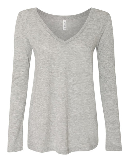 BELLA + CANVAS Women's Flowy Long Sleeve V-Neck Tee - 8855