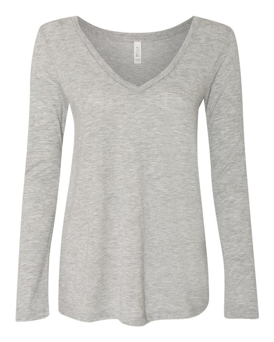 BELLA + CANVAS Women's Flowy Long Sleeve V-Neck Tee - 8855