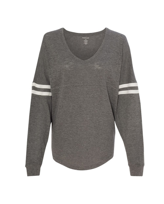 Boxercraft Women’s Slub Jersey Varsitee V-Neck Long Sleeve T-Shirt - T17