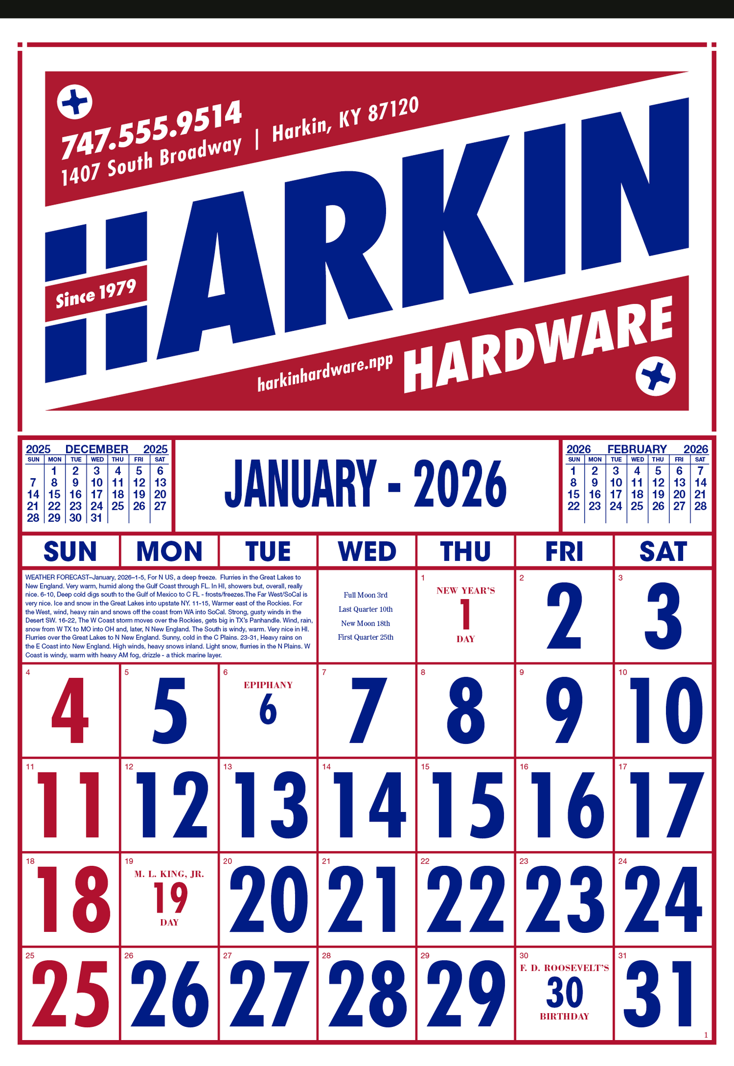 Skinner  Kennedy Commercial 12Sheet Calendar-40-E