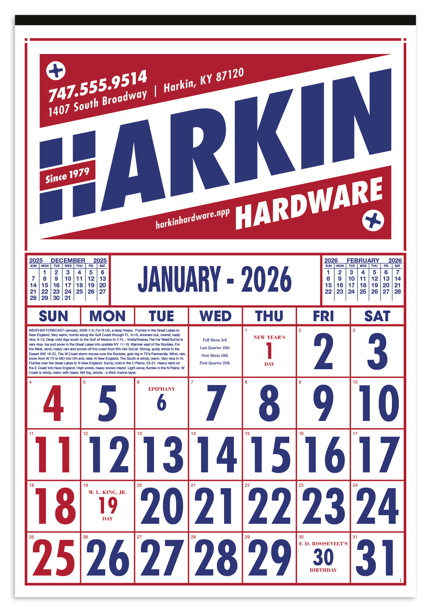 Skinner  Kennedy Commercial 12Sheet Calendar-40-E