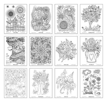 Good Value Floral Bliss Adult Coloring Book-41038