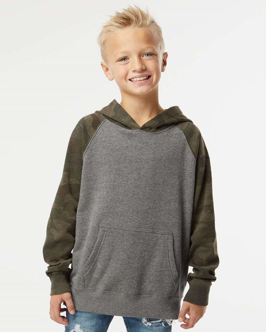 Independent Trading Co. Youth Lightweight Special Blend Raglan Hooded Sweatshirt - PRM15YSB
