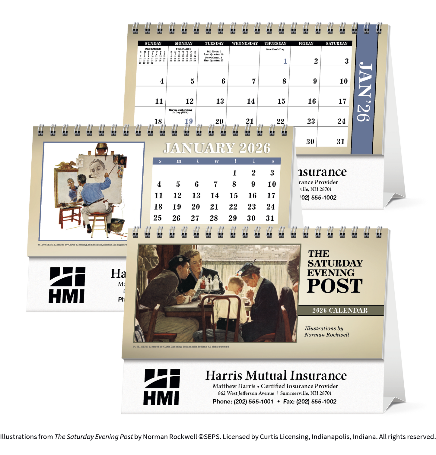 Triumph Calendars The Saturday Evening Post Illustrations by Norman Rockwell Desk Calendar-4250