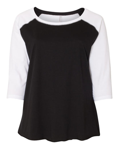 LAT Curvy Collection Women's Baseball Three-Quarter Sleeve Tee - 3830