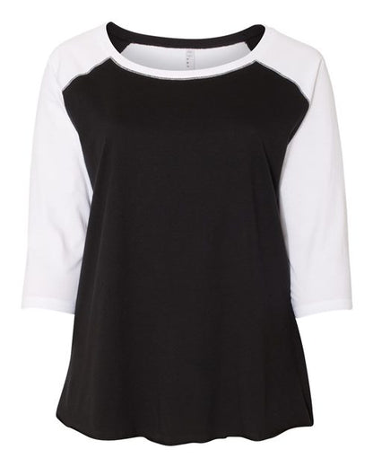 Women's Curvy Collection Baseball Three-Quarter Sleeve Tee