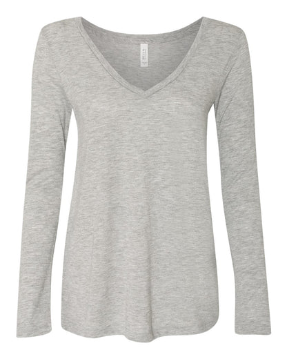 BELLA + CANVAS Women's Flowy Long Sleeve V-Neck Tee - 8855